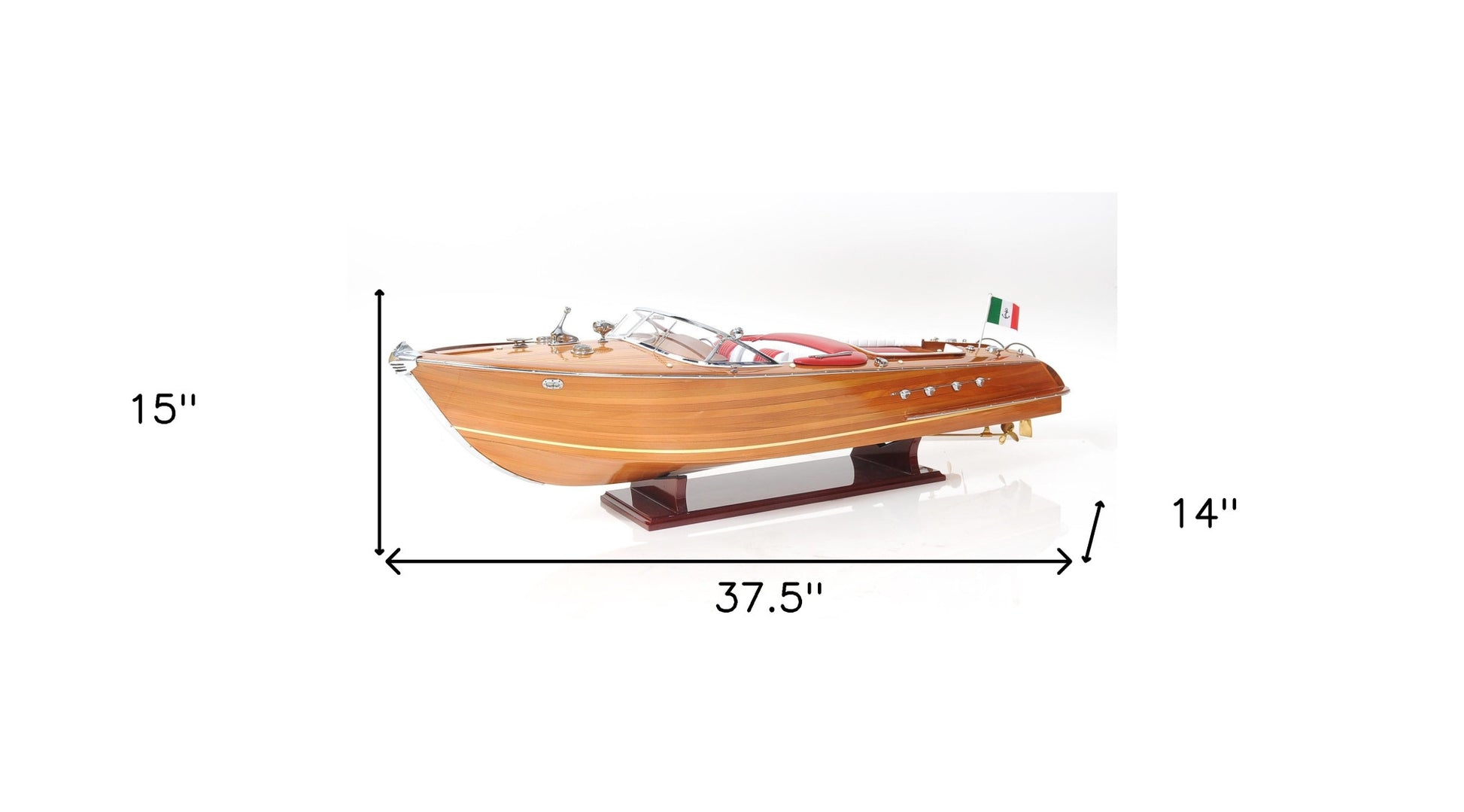 15" Solid Wood Hand Painted Riva Aquarama Speedboat Exclusive Display Case Edition Model Boat-Sculptures-DECOROLALA