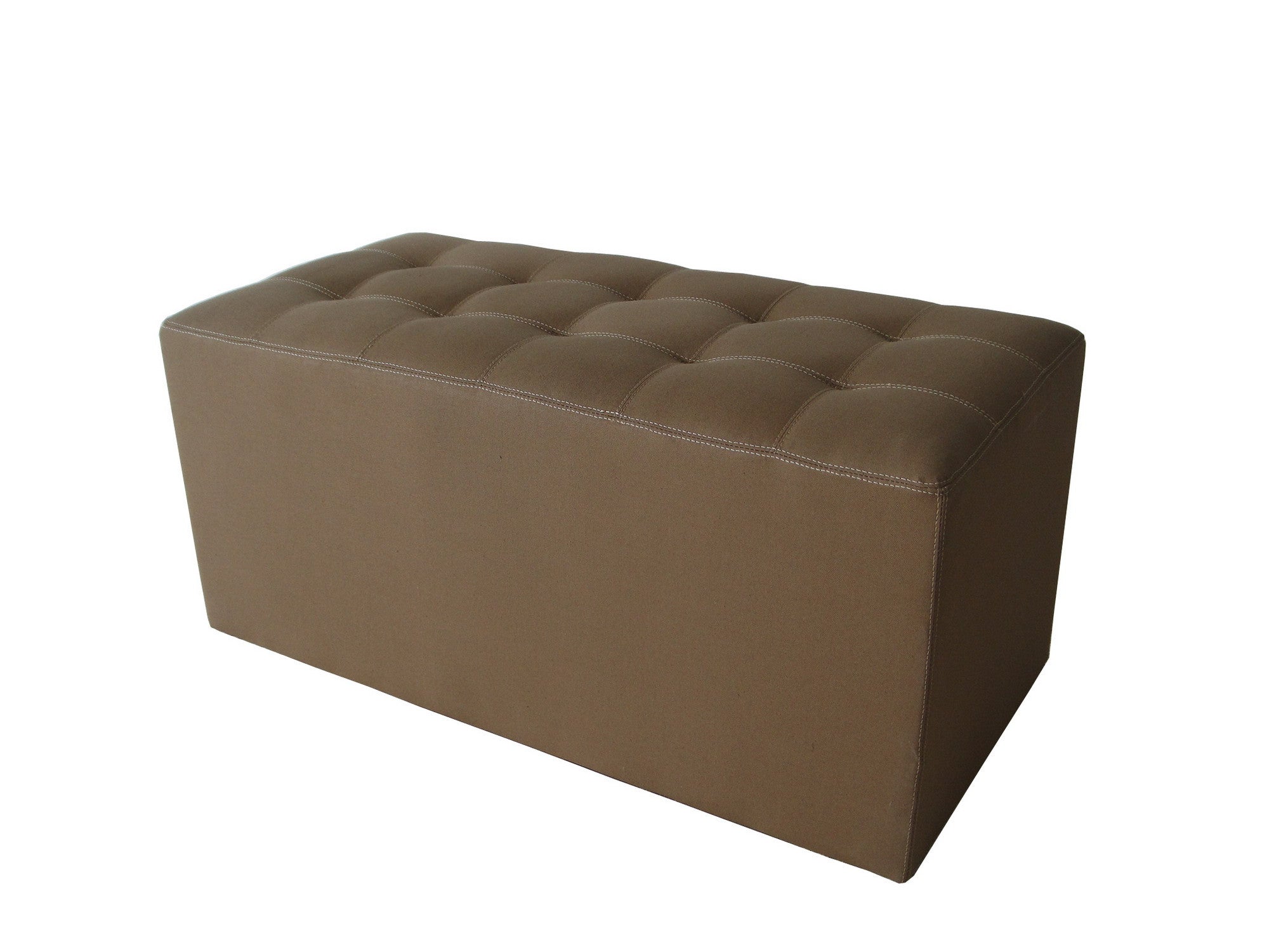 15" Tan Upholstered Faux Leather Bench-Benches-DECOROLALA