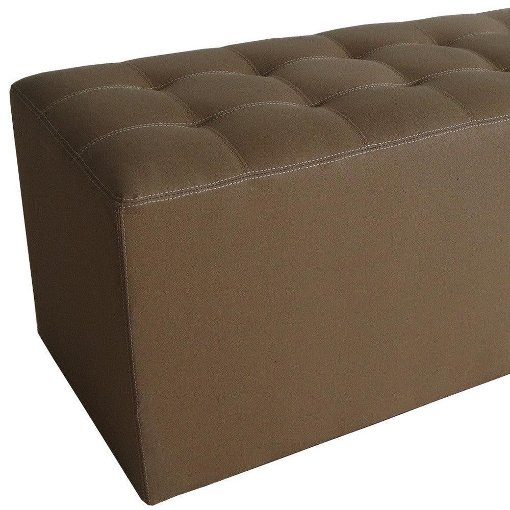 15" Tan Upholstered Faux Leather Bench-Benches-DECOROLALA