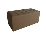 15" Tan Upholstered Faux Leather Bench-Benches-DECOROLALA