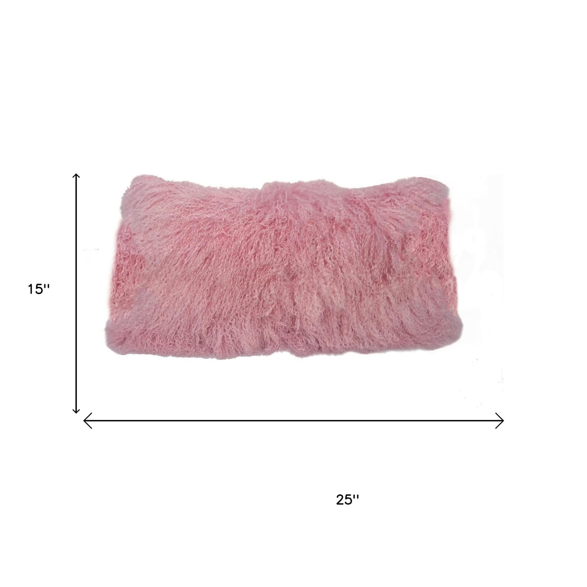 15" X 25" Pink Lambswool Down Lumbar Throw Pillow-Accent Throw Pillows-DECOROLALA