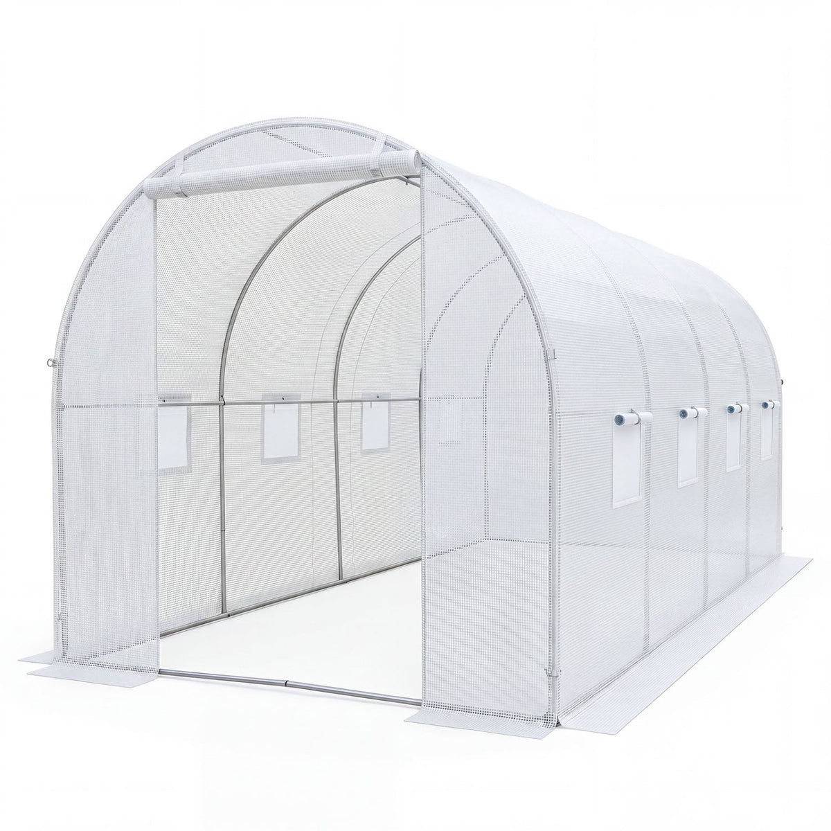 15 x 7 x 7 ft Walk-in Tunnel Greenhouse for Outdoors-White-Greenhouses-DECOROLALA