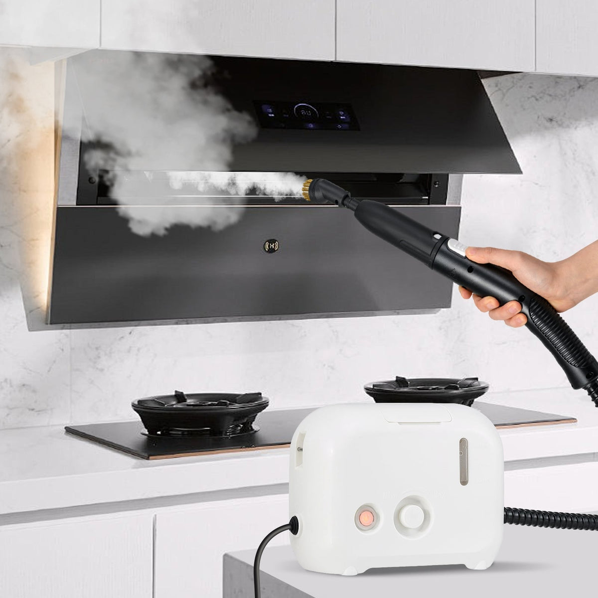 1500W Portable Steam Cleaner with 34 oz Water Tank-White-Vacuum Cleaners-DECOROLALA