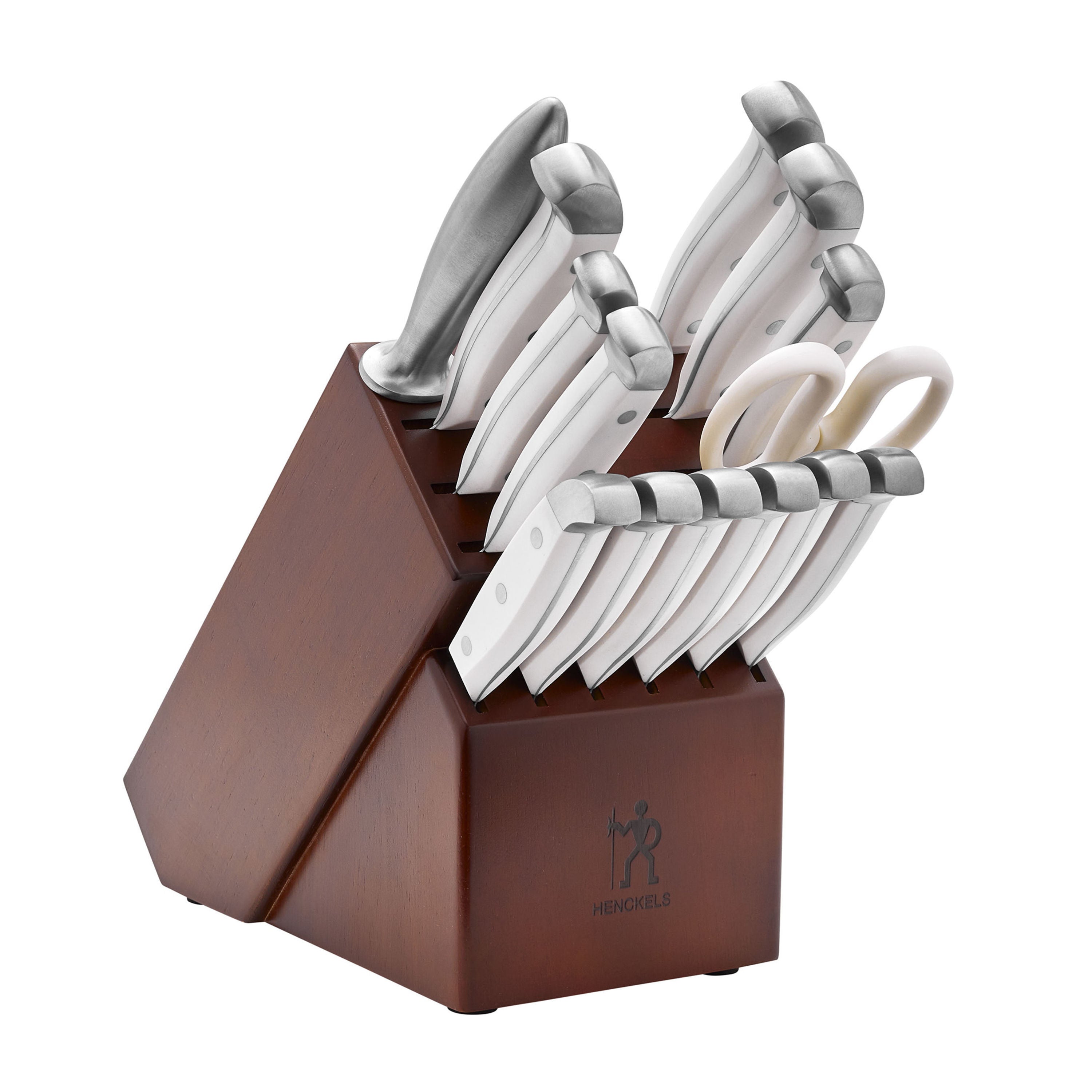 HENCKELS Statement 15 Piece Knife Block Set, White-Knife Blocks-DECOROLALA