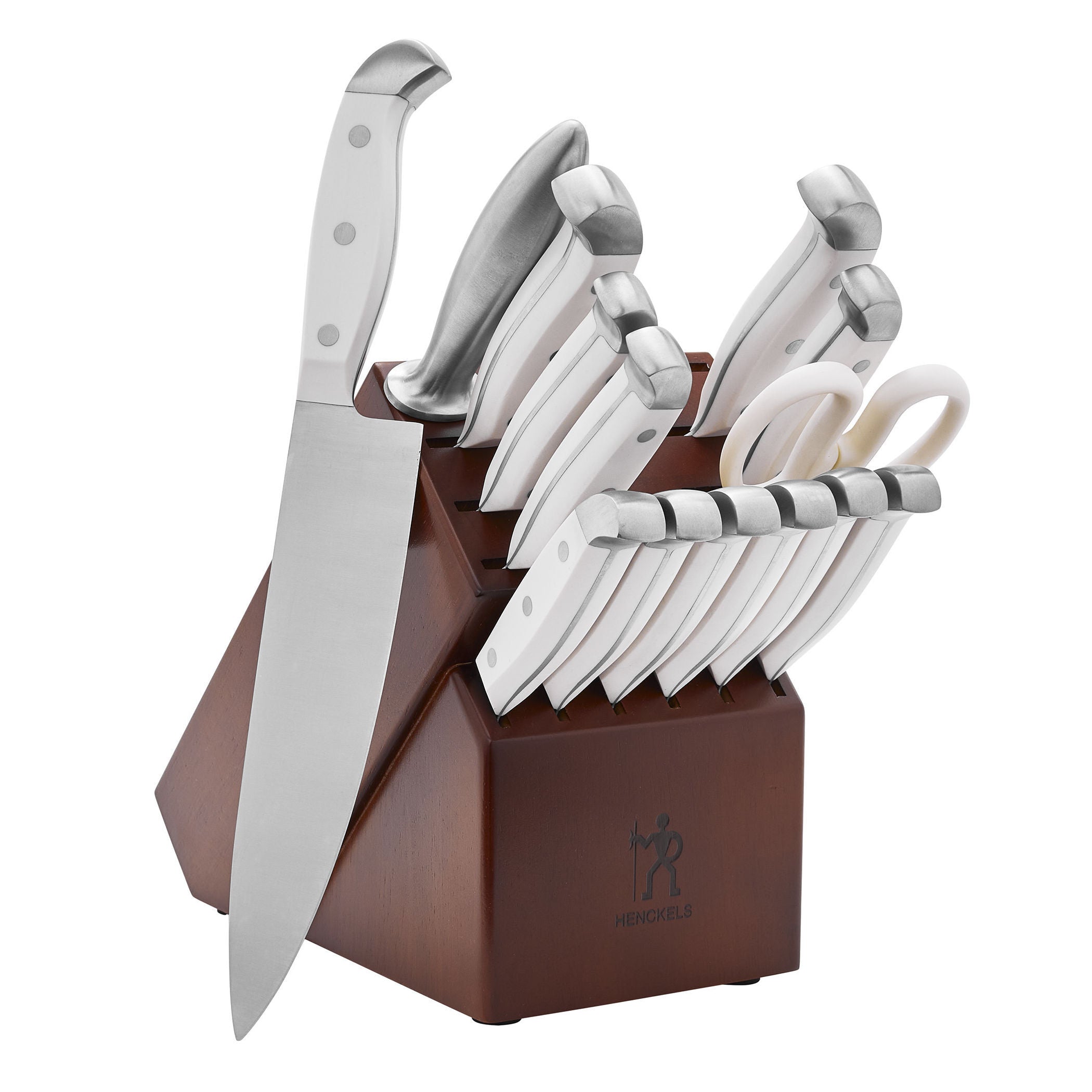 HENCKELS Statement 15 Piece Knife Block Set, White-Knife Blocks-DECOROLALA