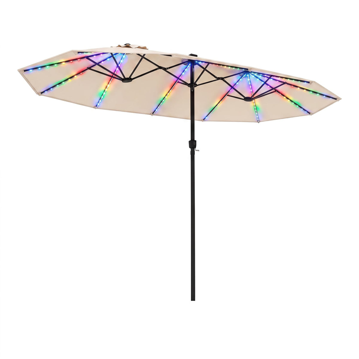 15.5FT Extra-Large Patio Umbrella 12 Reinforced Metal Ribs-Beige-Outdoor Umbrellas-DECOROLALA