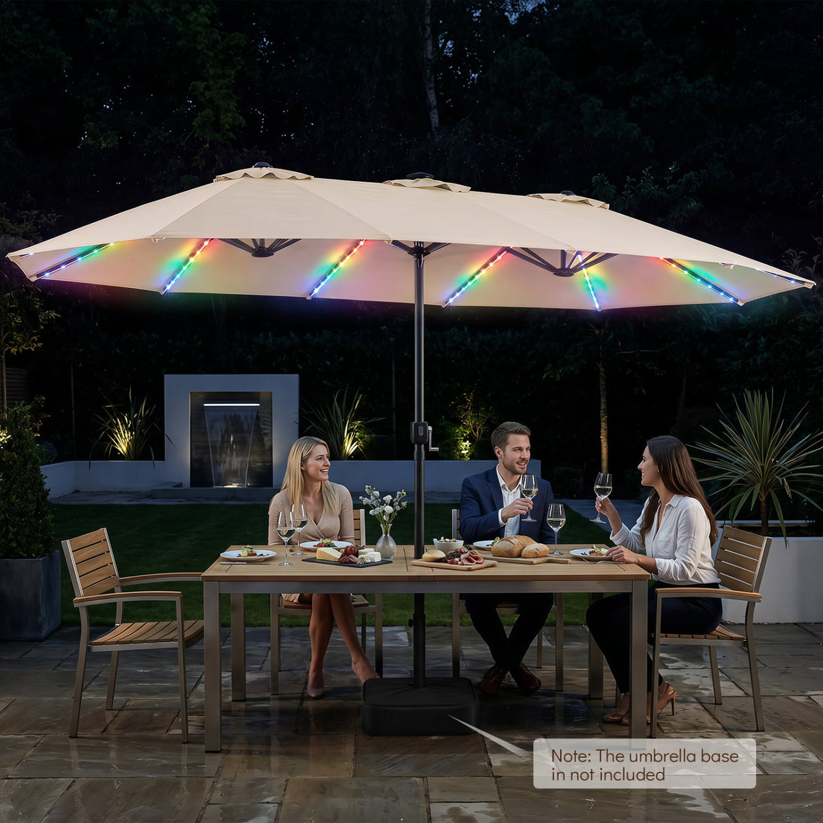 15.5FT Extra-Large Patio Umbrella 12 Reinforced Metal Ribs-Beige-Outdoor Umbrellas-DECOROLALA