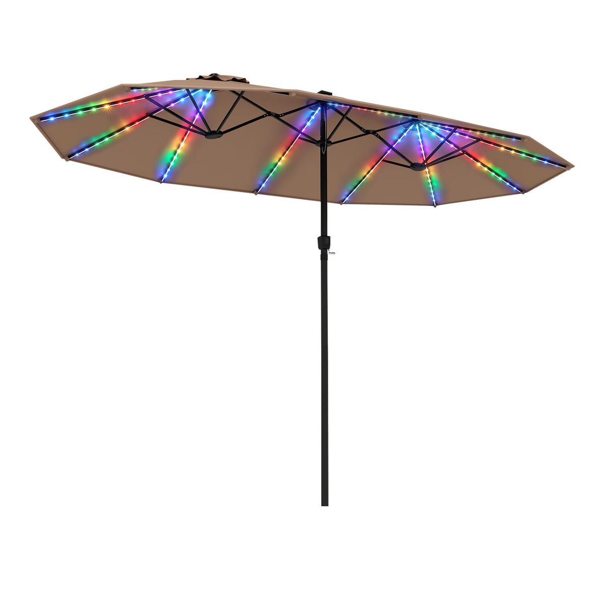15.5FT Extra-Large Patio Umbrella 12 Reinforced Metal Ribs-Brown-Outdoor Umbrellas-DECOROLALA