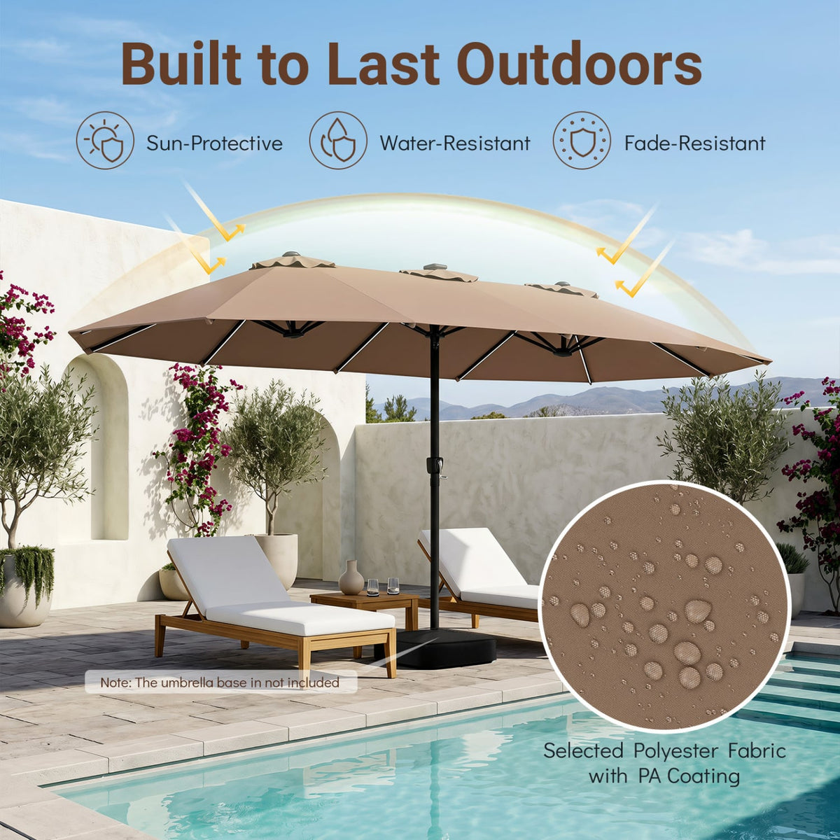 15.5FT Extra-Large Patio Umbrella 12 Reinforced Metal Ribs-Brown-Outdoor Umbrellas-DECOROLALA