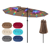 15.5FT Extra-Large Patio Umbrella 12 Reinforced Metal Ribs-Brown-Outdoor Umbrellas-DECOROLALA