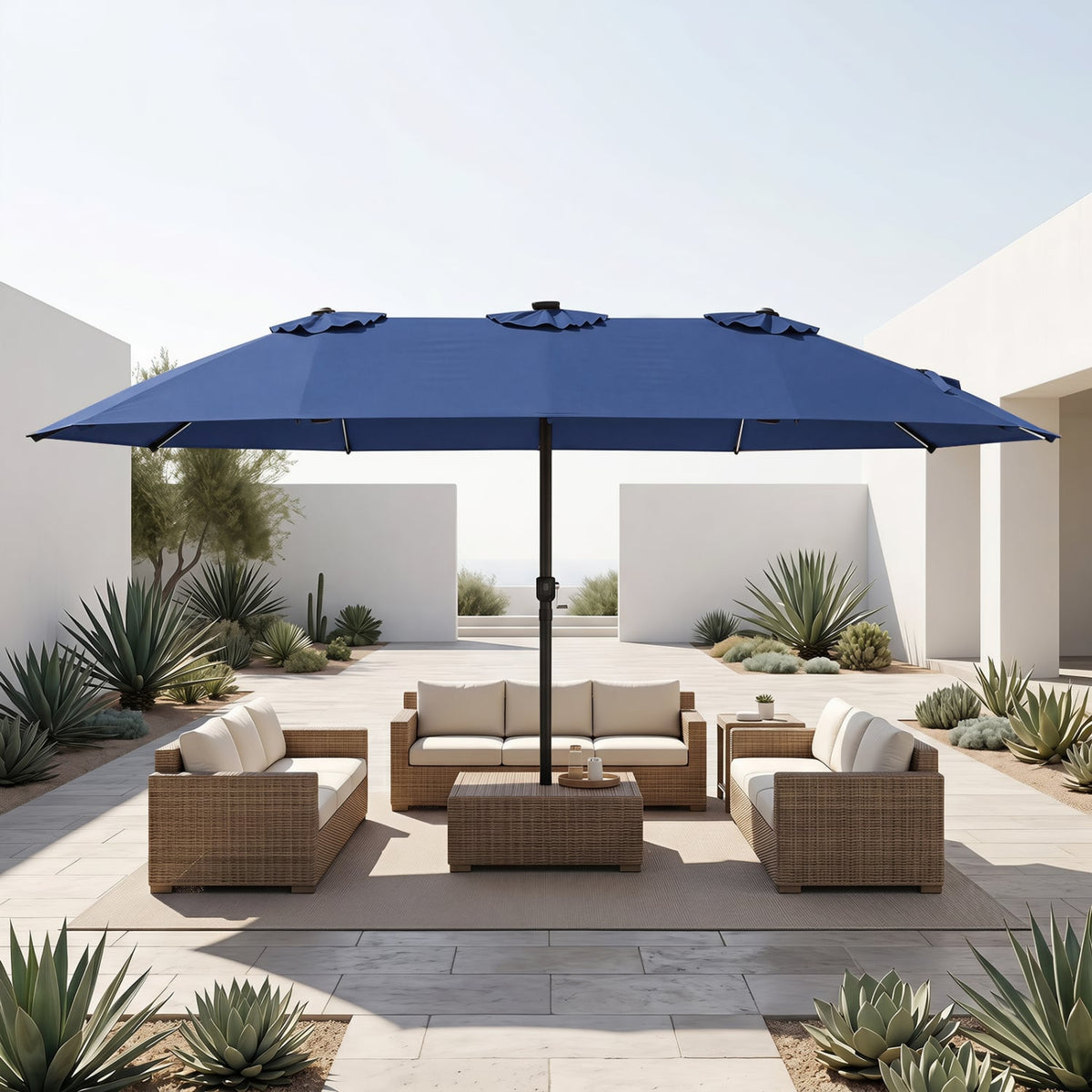 15.5FT Extra-Large Patio Umbrella 12 Reinforced Metal Ribs-Navy-Outdoor Umbrellas-DECOROLALA