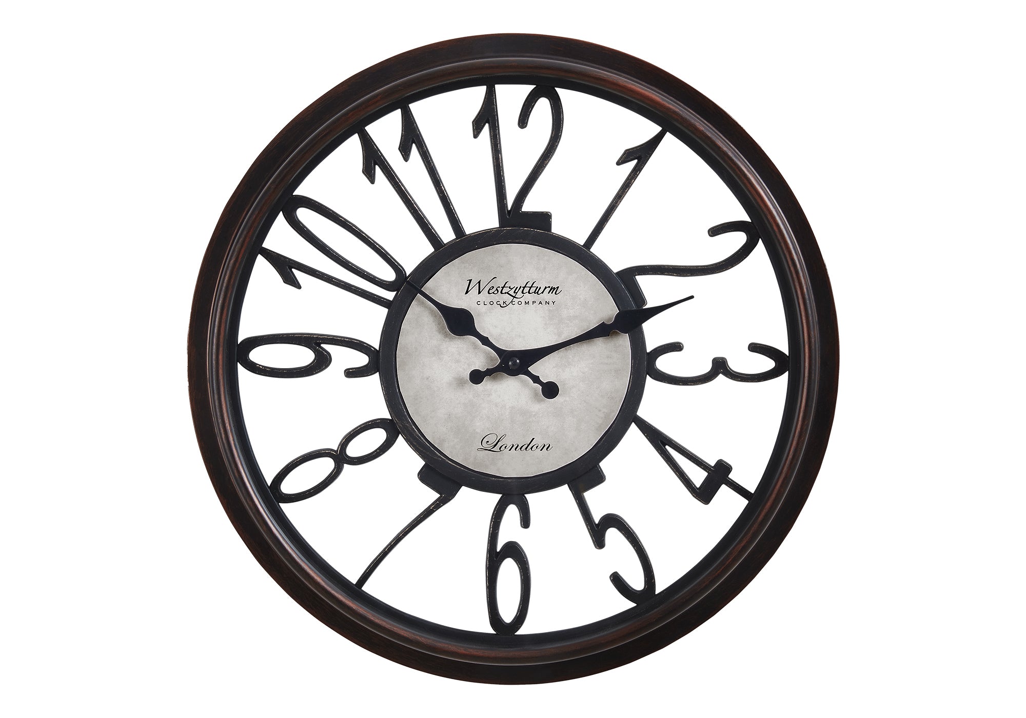 16" Antique Brown Round Wall Clock-Clocks-DECOROLALA