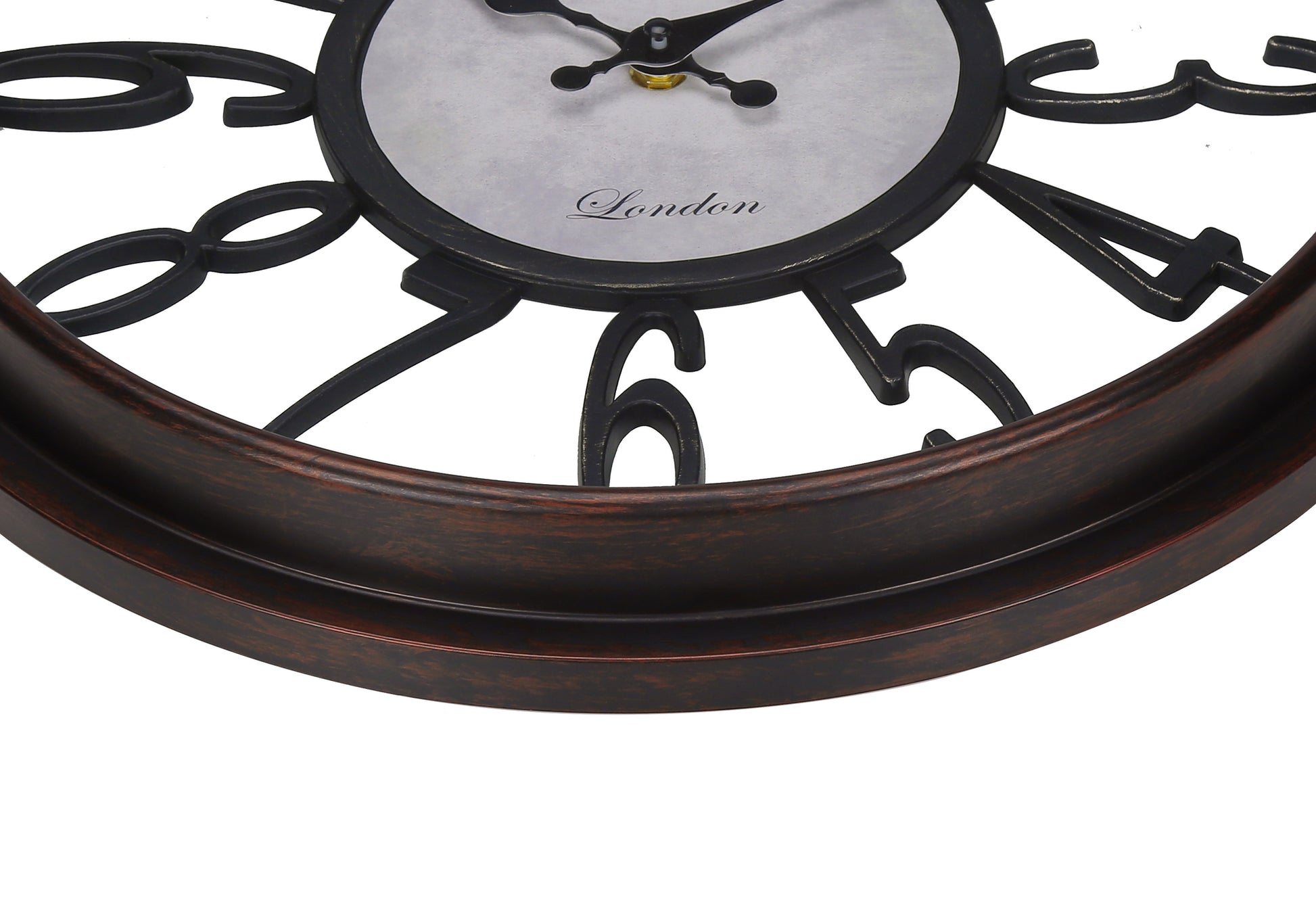 16" Antique Brown Round Wall Clock-Clocks-DECOROLALA