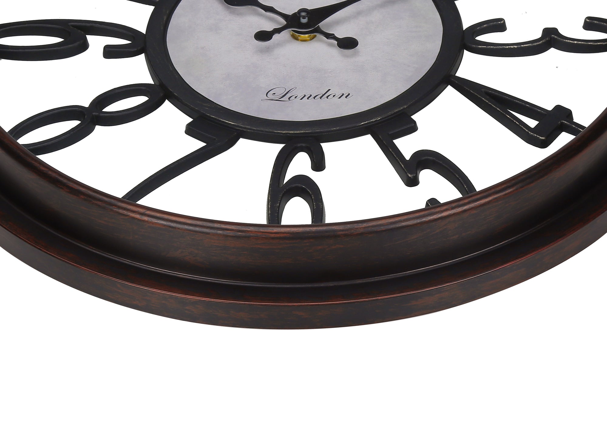 16" Antique Brown Round Wall Clock-Clocks-DECOROLALA
