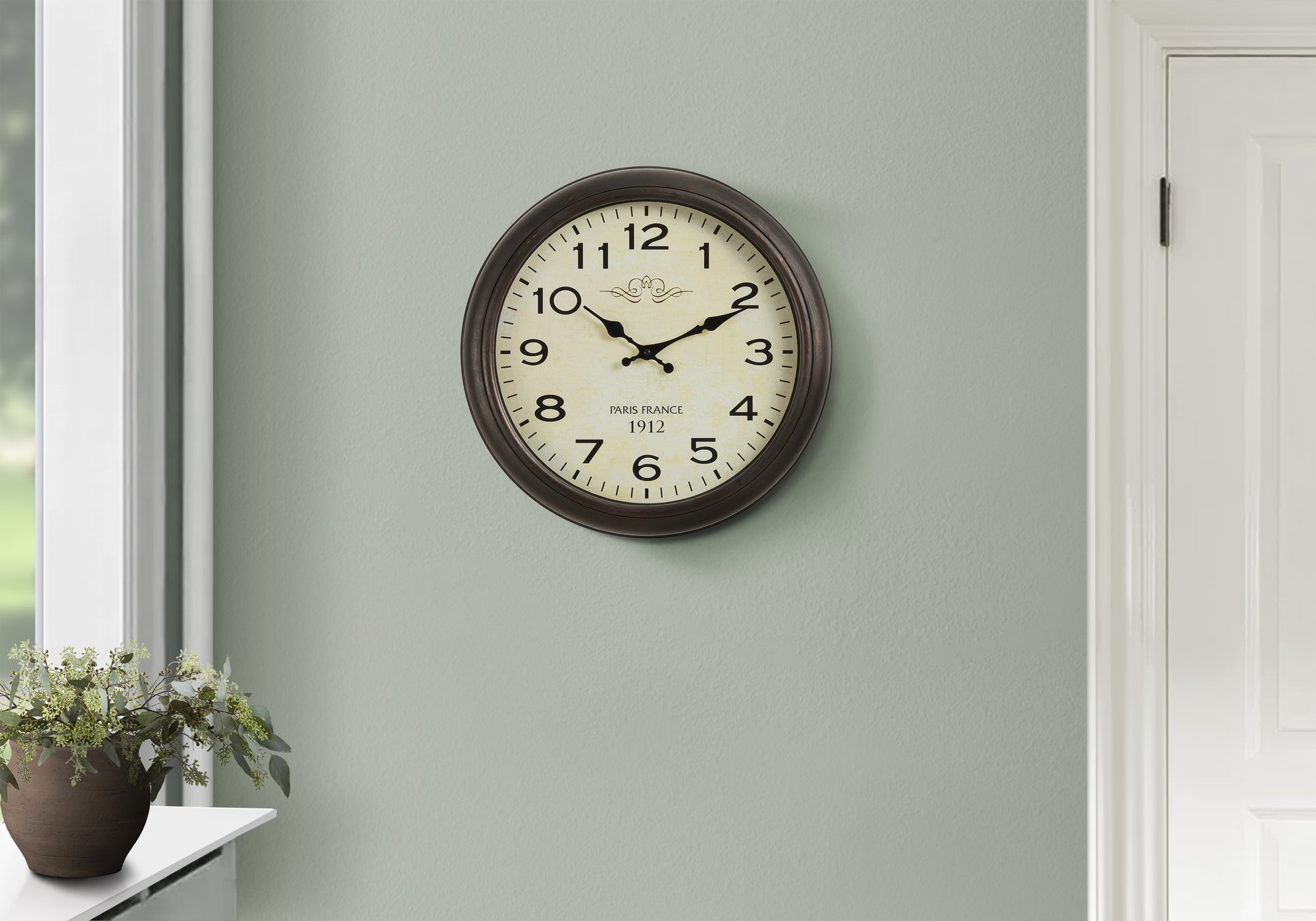 16" Antique Brown Round Wall Clock-Clocks-DECOROLALA