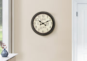 16" Antique Brown Round Wall Clock-Clocks-DECOROLALA