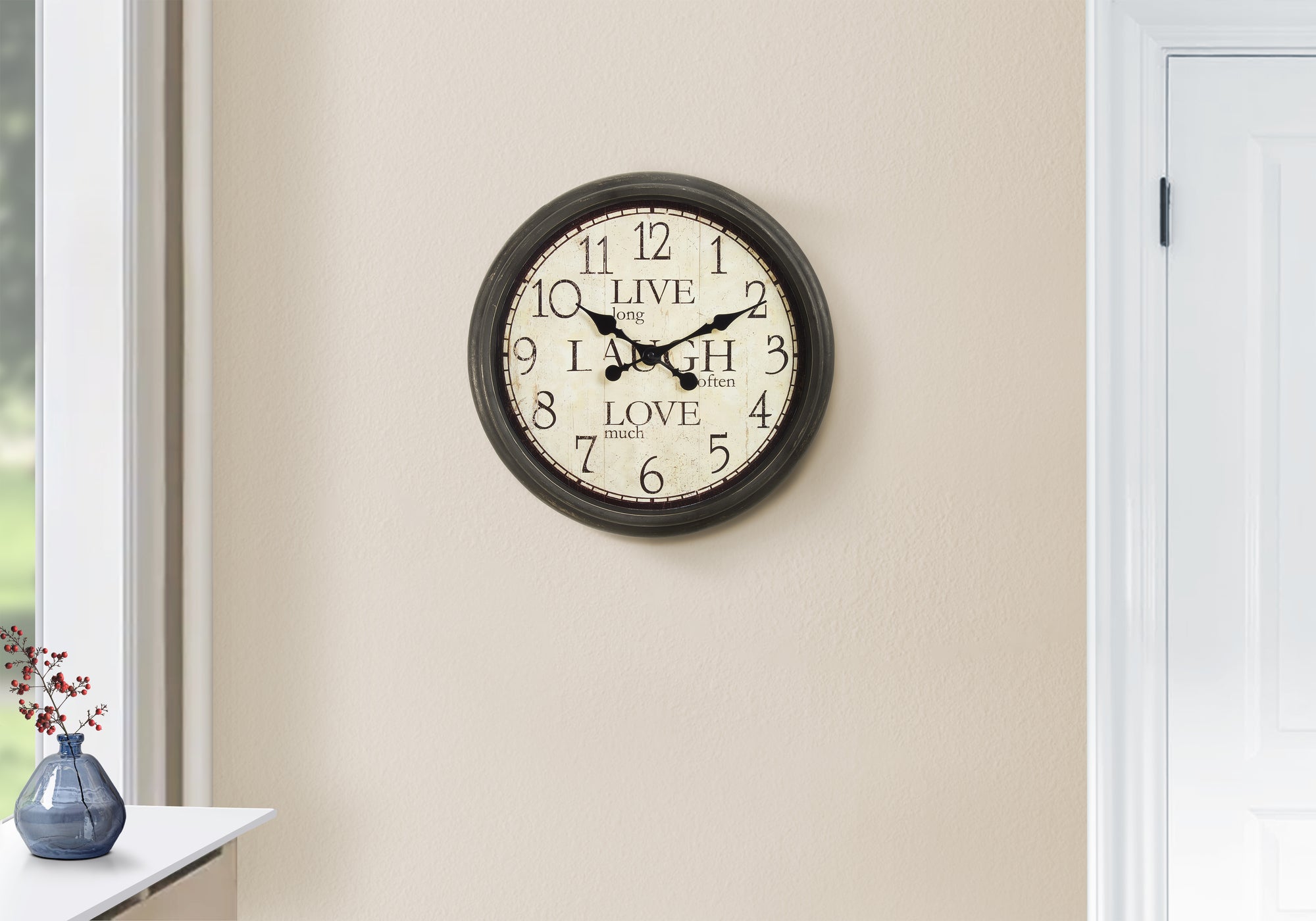 16" Antique Brown Round Wall Clock-Clocks-DECOROLALA