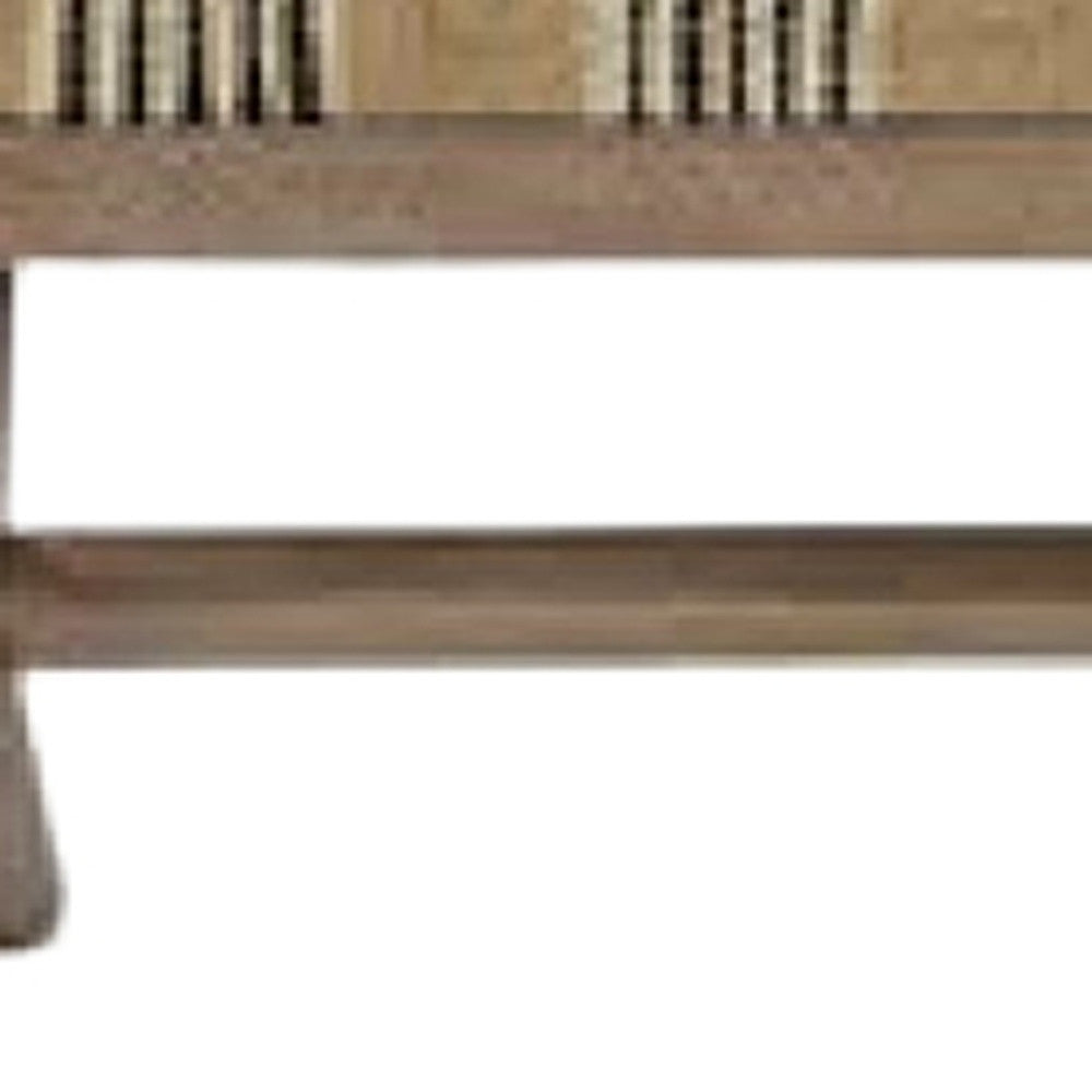 16" Beige And Brown Upholstered Cotton Blend Bench-Benches-DECOROLALA