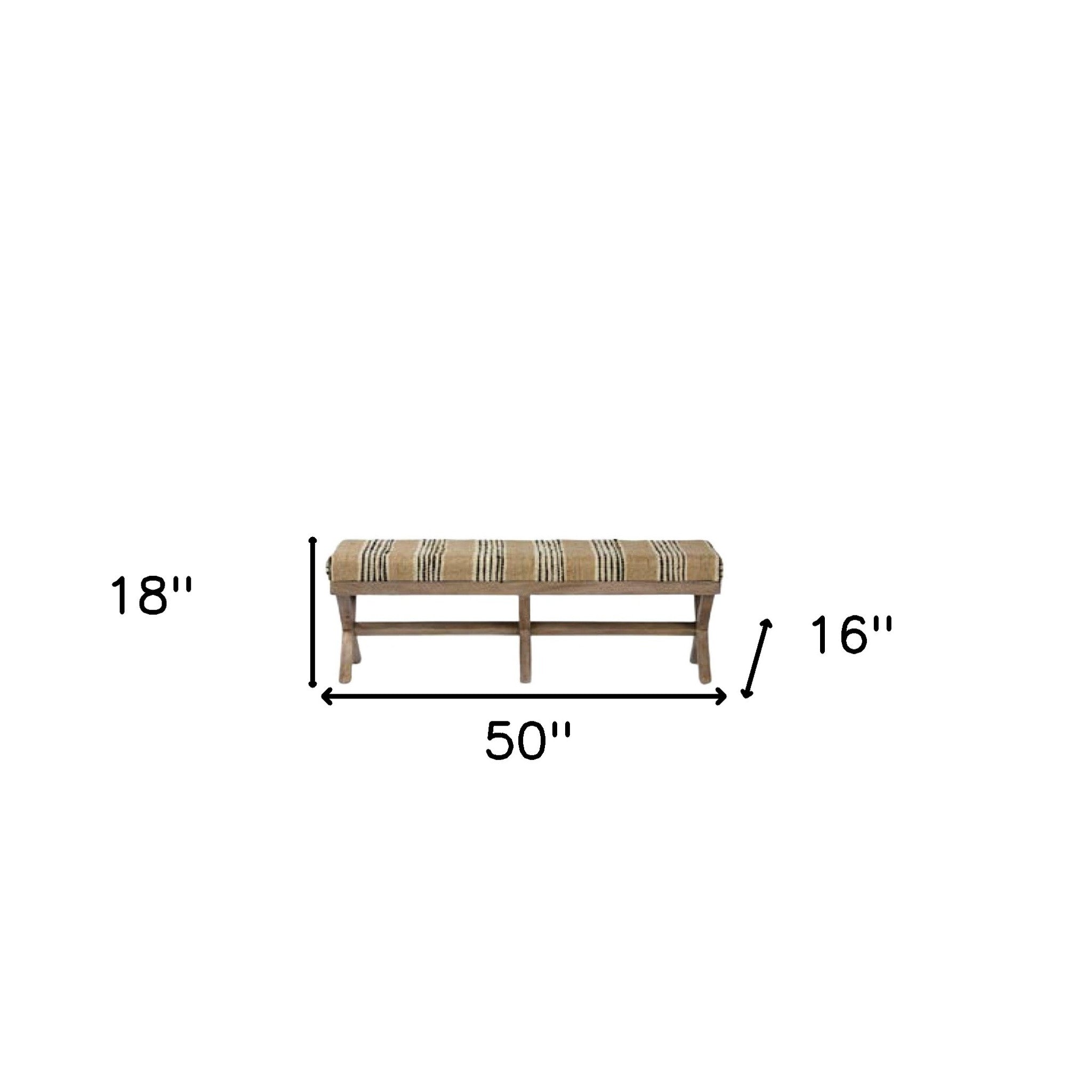 16" Beige And Brown Upholstered Cotton Blend Bench-Benches-DECOROLALA