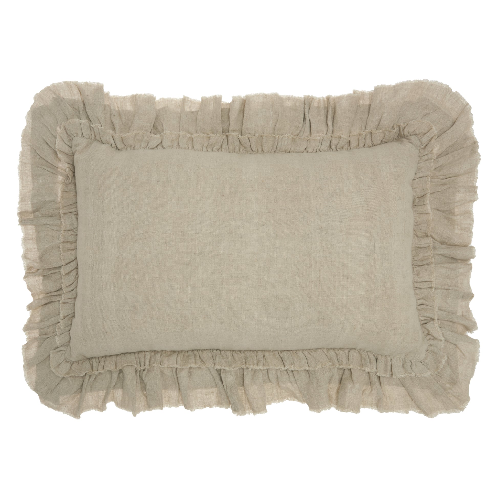 16" Beige Linen Throw Pillow-Accent Throw Pillows-DECOROLALA