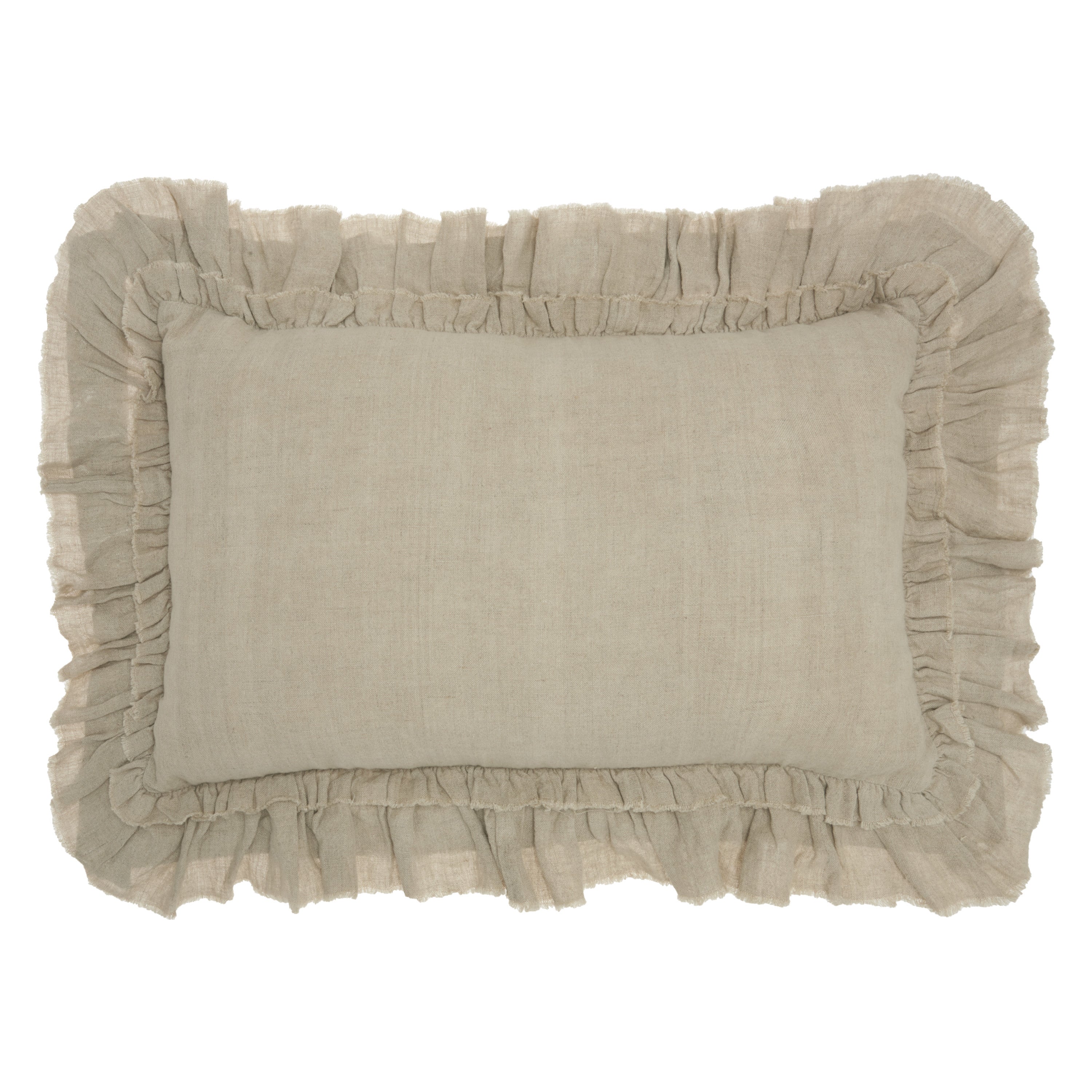 16" Beige Linen Throw Pillow-Accent Throw Pillows-DECOROLALA