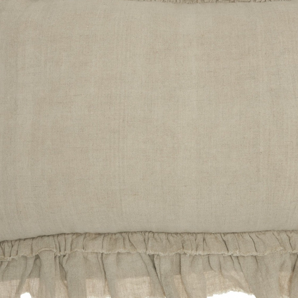 16" Beige Linen Throw Pillow-Accent Throw Pillows-DECOROLALA