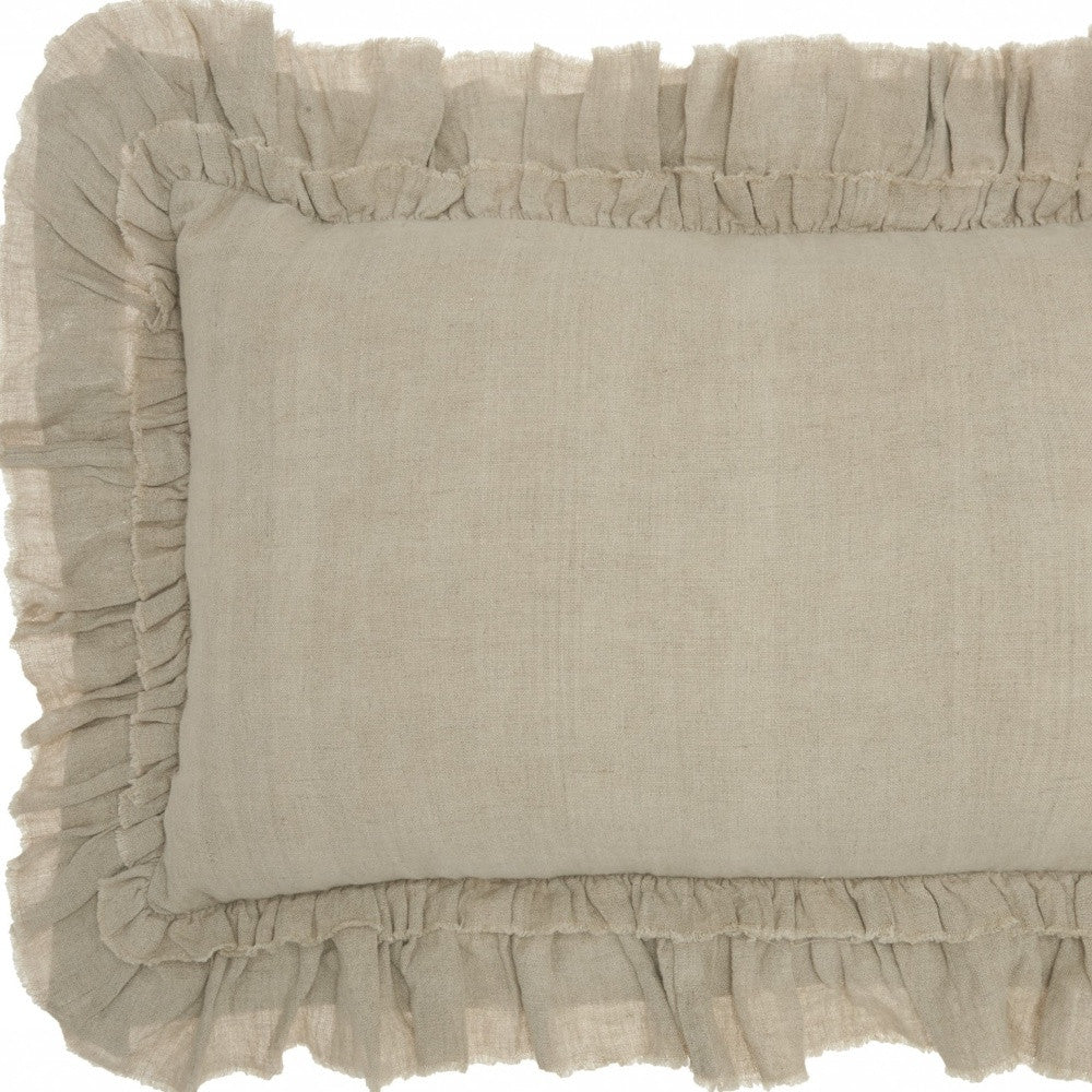 16" Beige Linen Throw Pillow-Accent Throw Pillows-DECOROLALA
