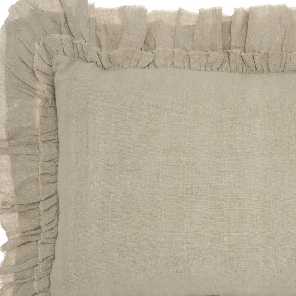 16" Beige Linen Throw Pillow-Accent Throw Pillows-DECOROLALA