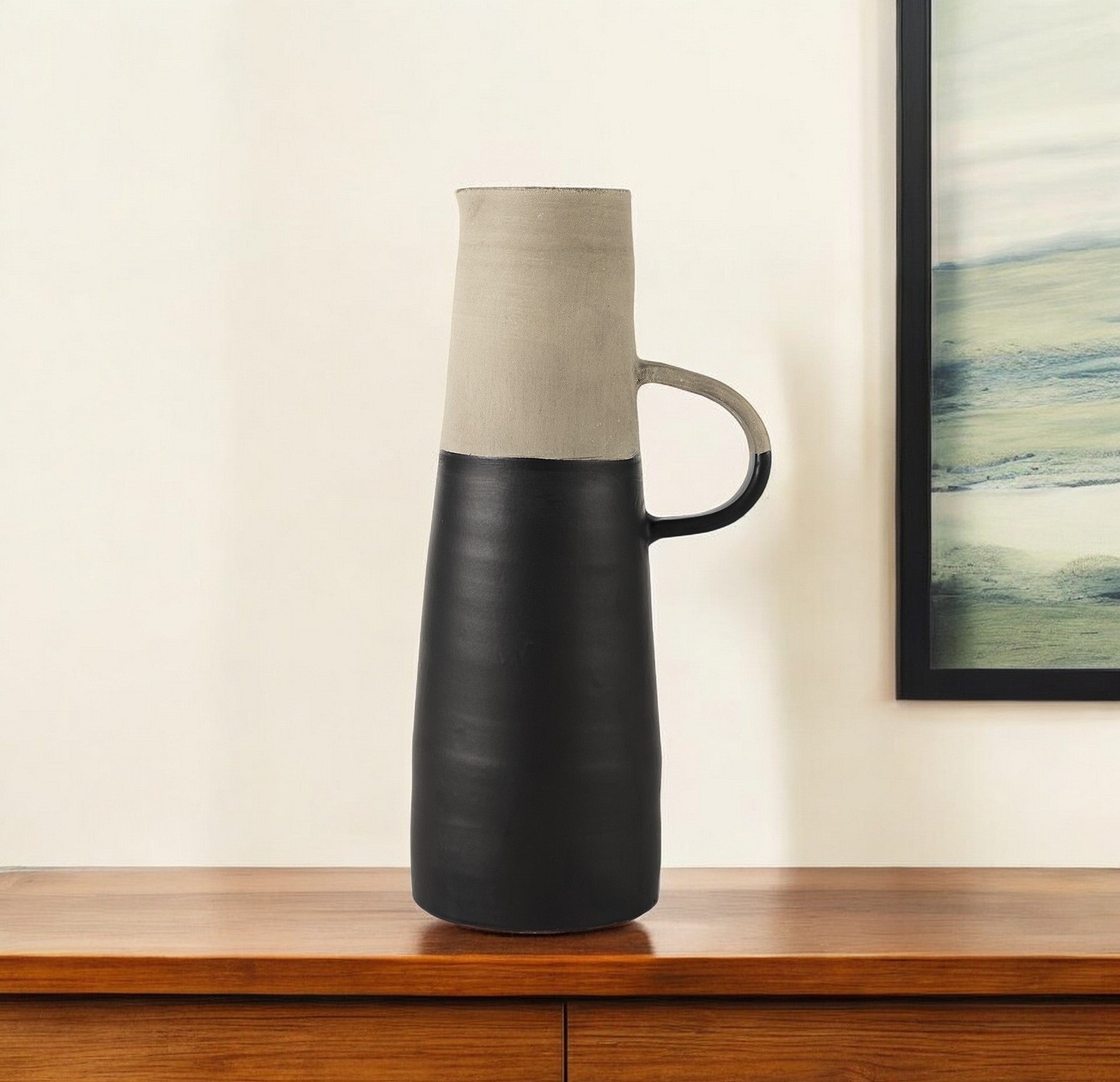 16" Black Ceramic Decorative Jug-Sculptures-DECOROLALA