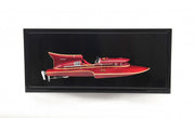 16" Black and Red Ferrari Hydroplane Half Hull Boat Hand Painted Decorative Boat-Sculptures-DECOROLALA