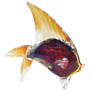 16" Black and Red Murano Glass Fish Figurine Tabletop Sculpture-Sculptures-DECOROLALA