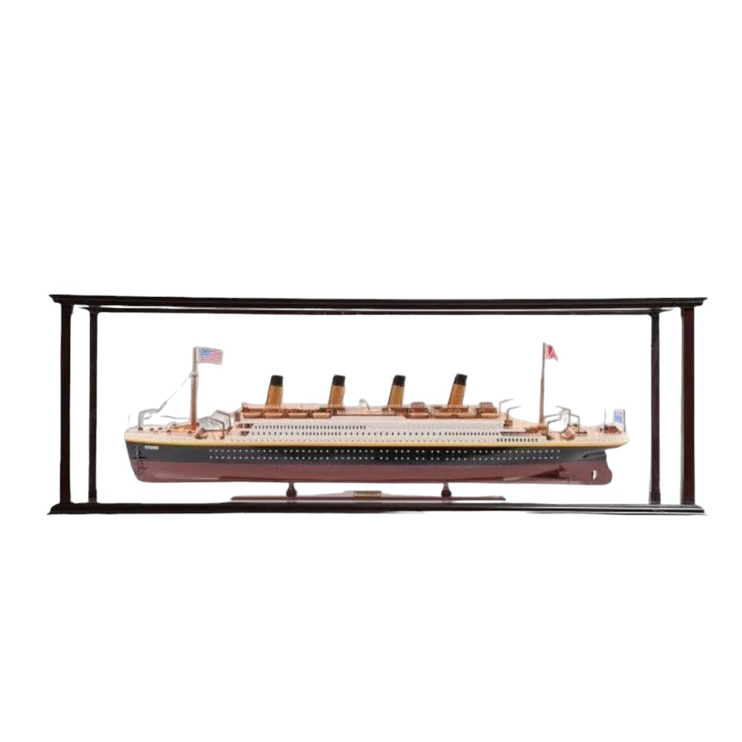 16" Black and Red Solid Wood Hand Painted 1912 RMS Titanic Medium Display Case Model Boat-Sculptures-DECOROLALA