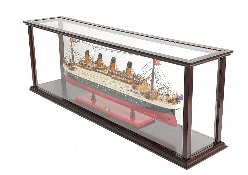 16" Black and Red Solid Wood Hand Painted 1912 RMS Titanic Medium Display Case Model Boat-Sculptures-DECOROLALA