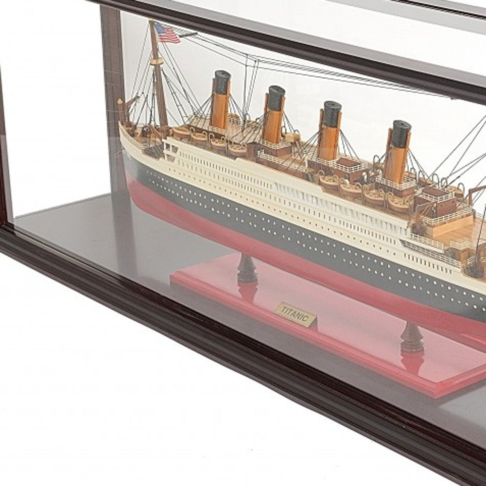 16" Black and Red Solid Wood Hand Painted 1912 RMS Titanic Medium Display Case Model Boat-Sculptures-DECOROLALA