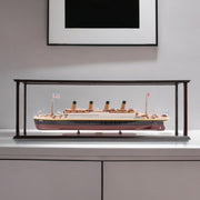 16" Black and Red Solid Wood Hand Painted 1912 RMS Titanic Medium Display Case Model Boat-Sculptures-DECOROLALA