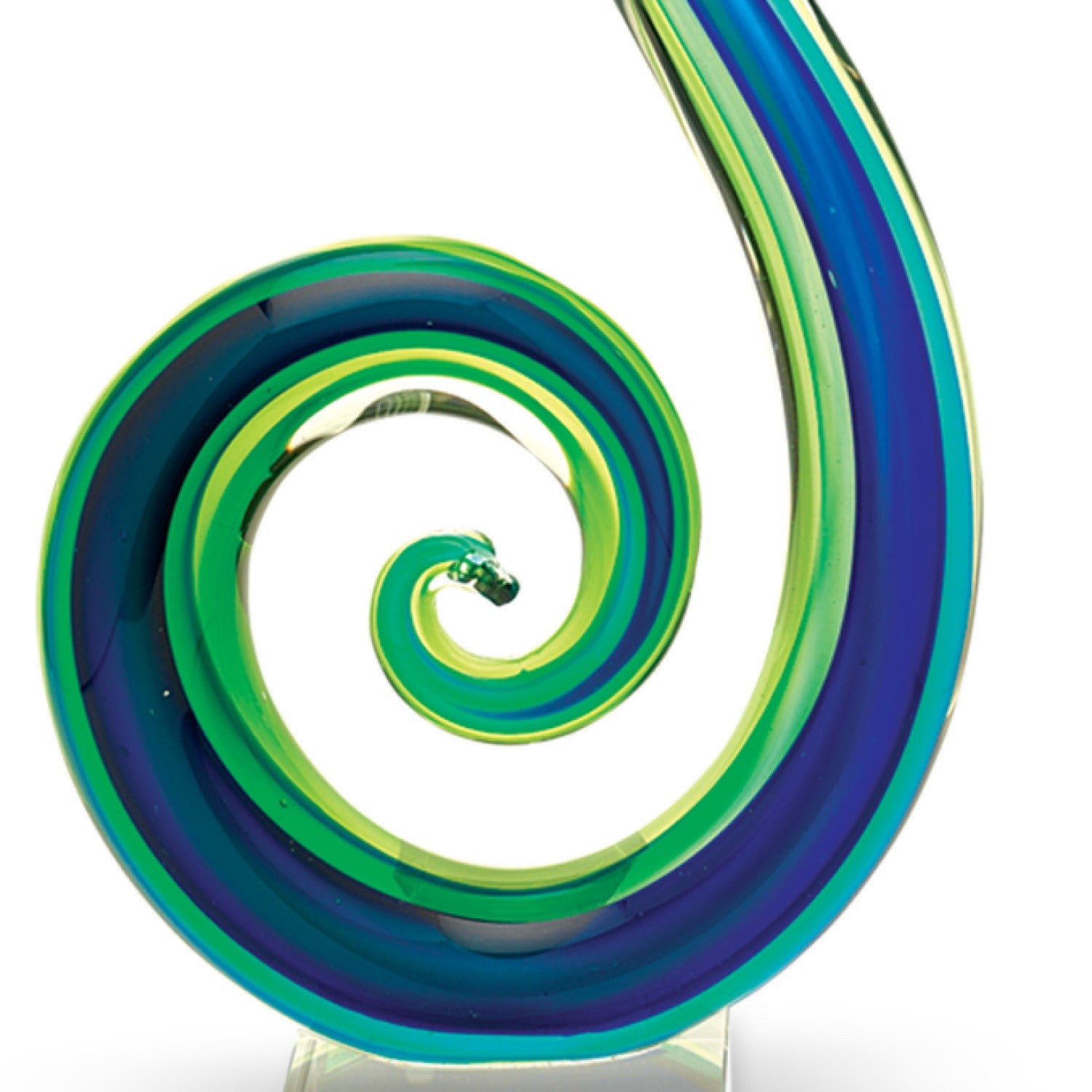 16" Blue and Green Murano Glass Modern Abstract Tabletop Sculpture-Sculptures-DECOROLALA