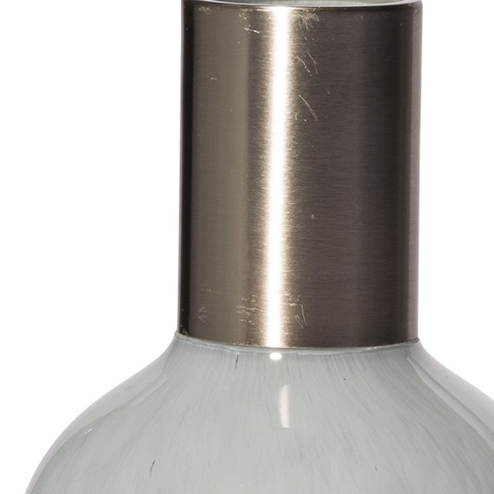 16" Bronze And White Ombre Glass Cylinder Table Vase-Vases-DECOROLALA