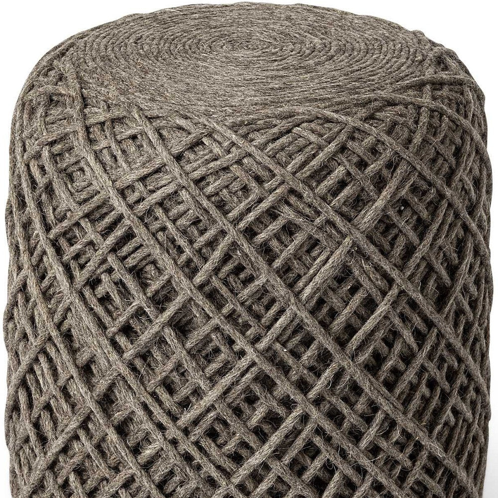 16" Brown Upholstery Cylinder Abstract Pouf Ottoman-Ottomans-DECOROLALA