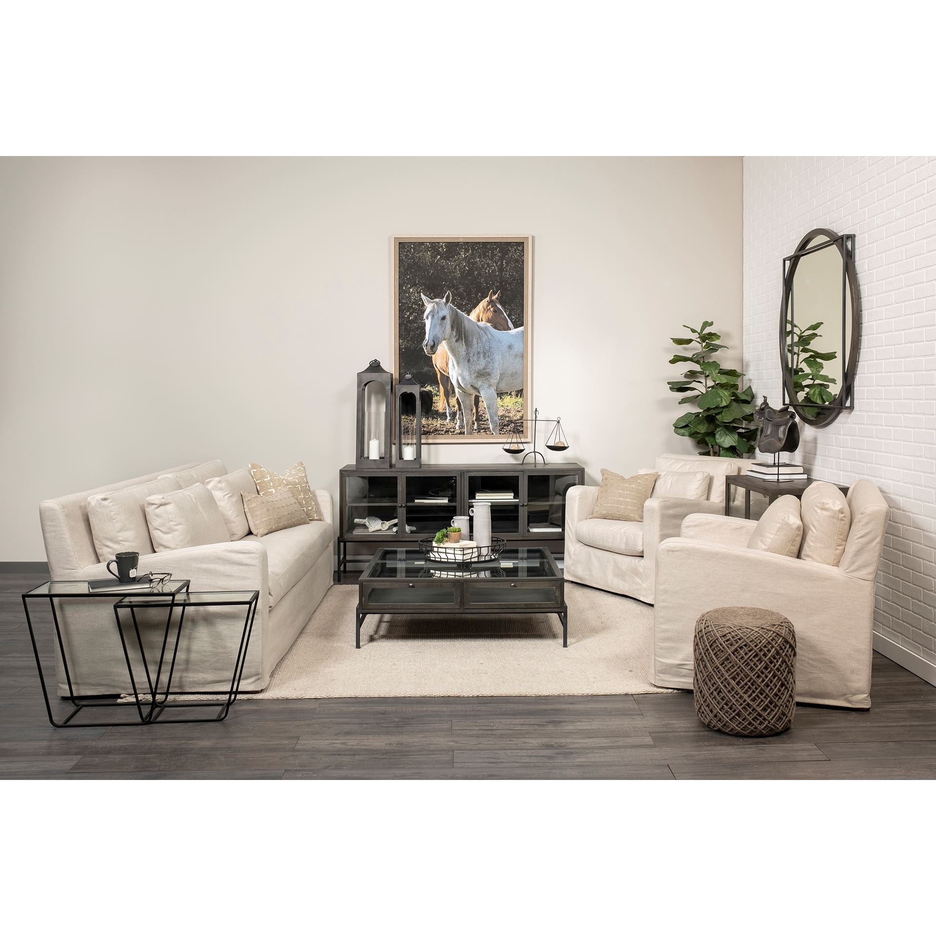 16" Brown Upholstery Cylinder Abstract Pouf Ottoman-Ottomans-DECOROLALA