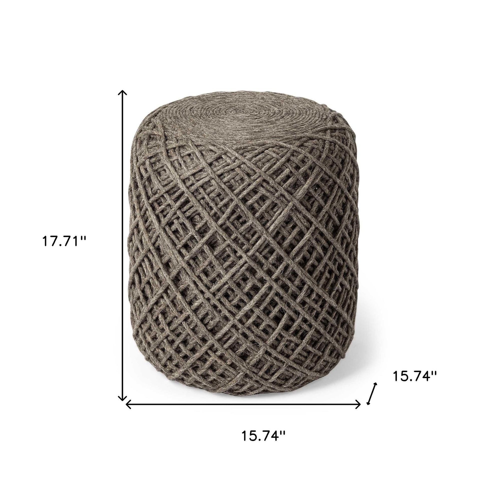 16" Brown Upholstery Cylinder Abstract Pouf Ottoman-Ottomans-DECOROLALA