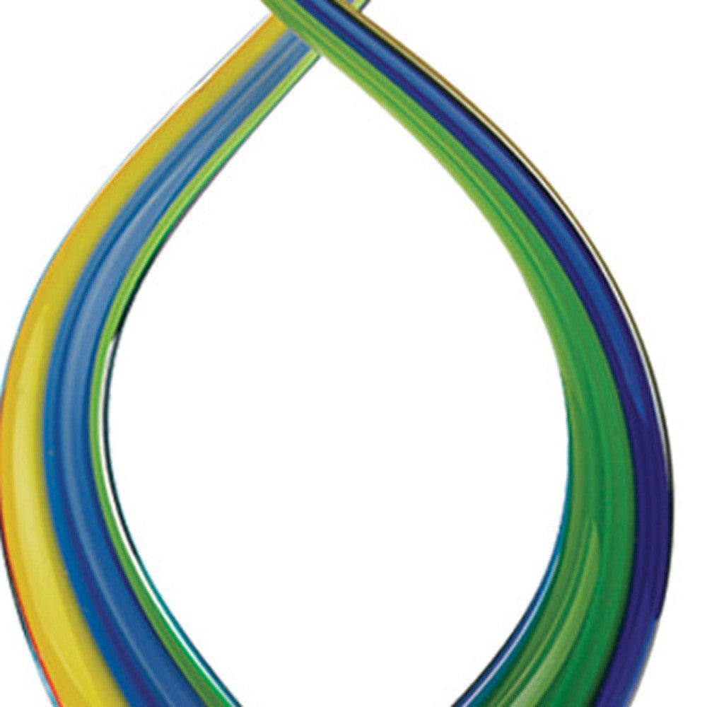 16" Clear Red Blue Yellow Murano Glass Modern Abstract Tabletop Sculpture-Sculptures-DECOROLALA