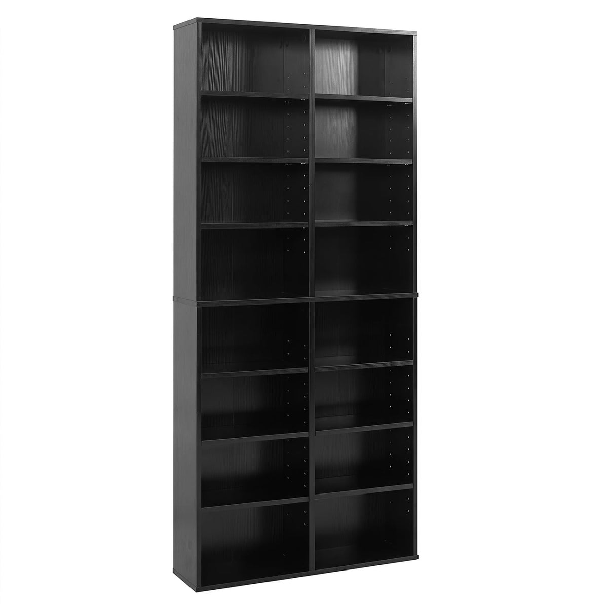 16 Compartment CD Storage Unit 54" Freestanding Open Display Shelf with 12 Removable Shelves-Black-Bookcases-DECOROLALA