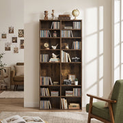 16 Compartment CD Storage Unit 54" Freestanding Open Display Shelf with 12 Removable Shelves-Brown-Bookcases-DECOROLALA