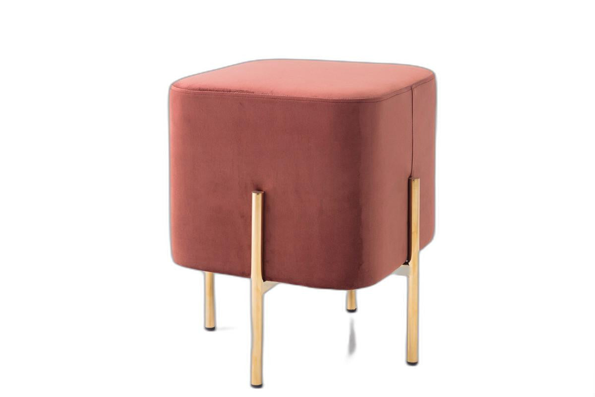 16" Copper Velvet And Gold Cube Ottoman-Ottomans-DECOROLALA