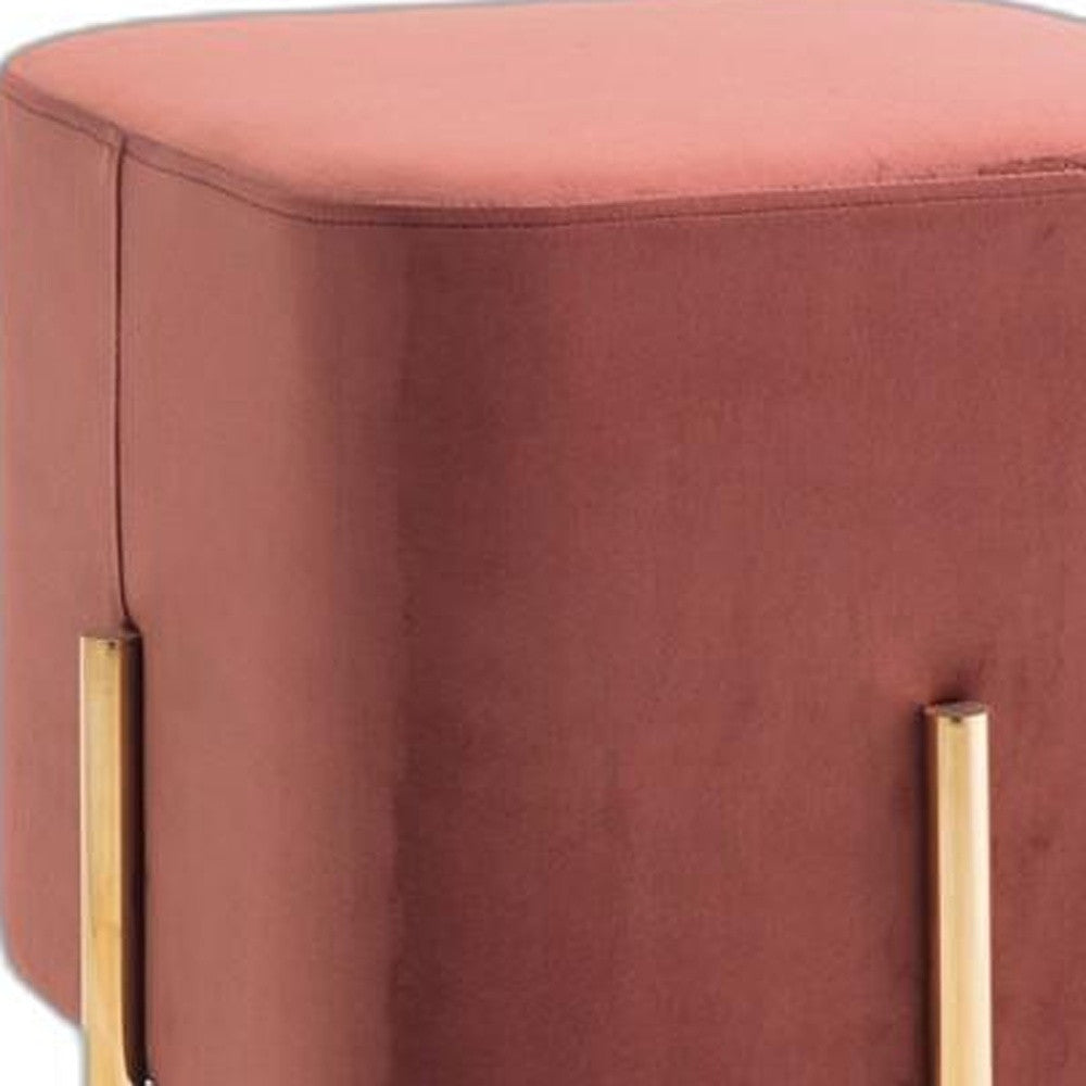 16" Copper Velvet And Gold Cube Ottoman-Ottomans-DECOROLALA