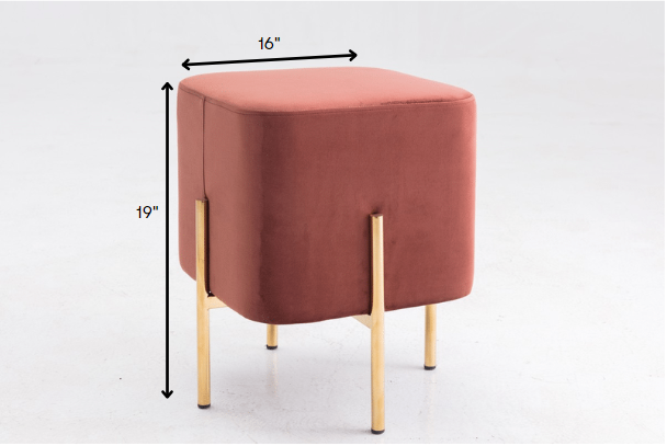 16" Copper Velvet And Gold Cube Ottoman-Ottomans-DECOROLALA
