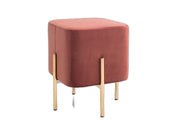 16" Copper Velvet And Gold Cube Ottoman-Ottomans-DECOROLALA