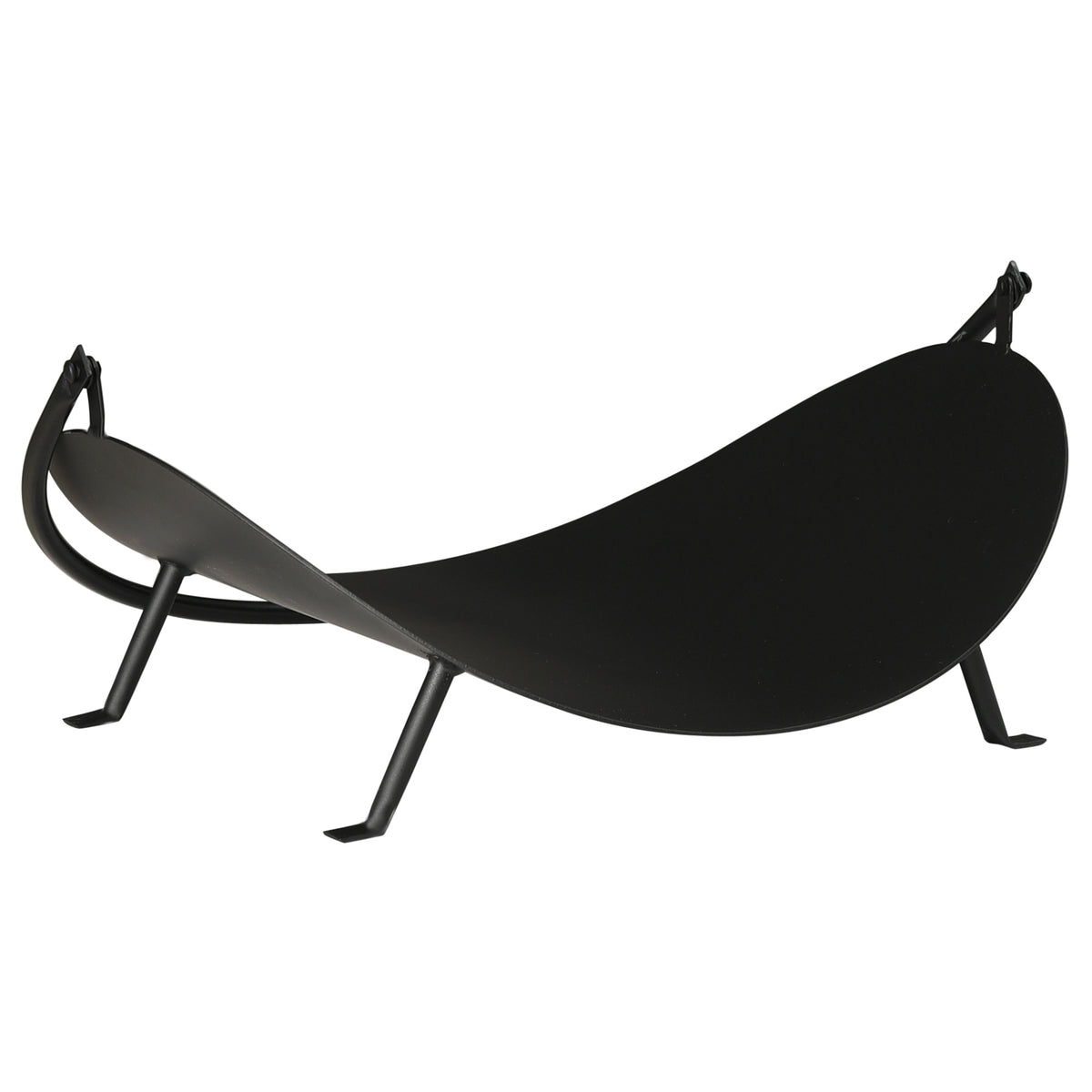 16" Curved Firewood Log Rack with Handle - Black Steel-Firewood Racks-DECOROLALA