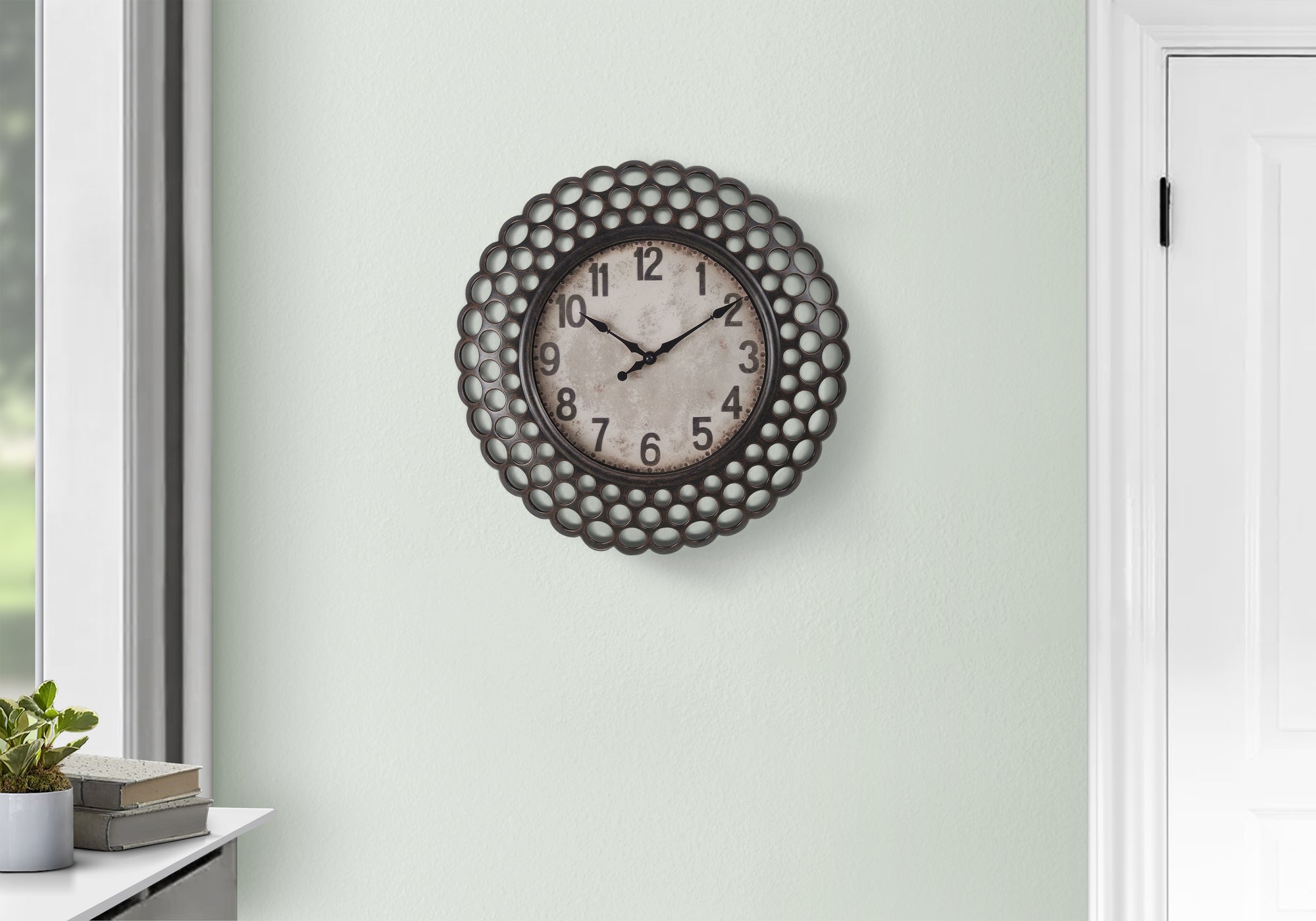 16" Dark Brown Round Wall Clock-Clocks-DECOROLALA