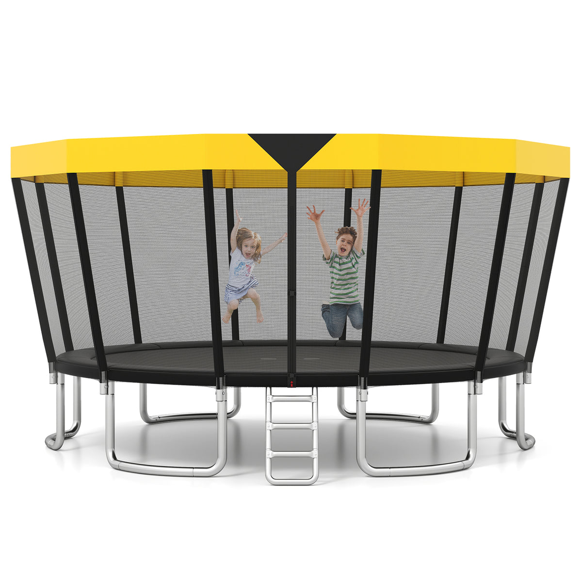 16 FT Outdoor Recreational Trampoline with Enclosure and Ladder-Trampolines-DECOROLALA